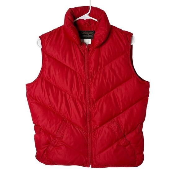 Eddie Bauer Women's Vtg Puffer Vest Jacket M Red Quilted Full Zip Down Insulated - Picture 1 of 7